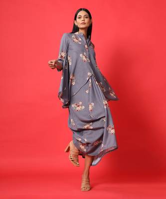 Persian Blue Dhoti Kurti Dress 4