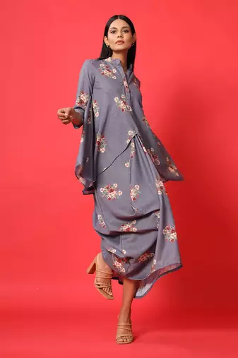 Persian Blue Dhoti Kurti Dress