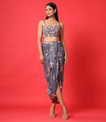 Persian Blue Bralette & Lungi Skirt Set