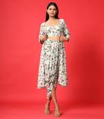 Sage Green Bralette, Cape, Lungi Skirt Set