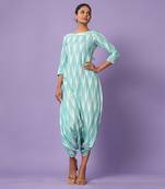 Turquoise Ikat Dhoti Jumpsuit
