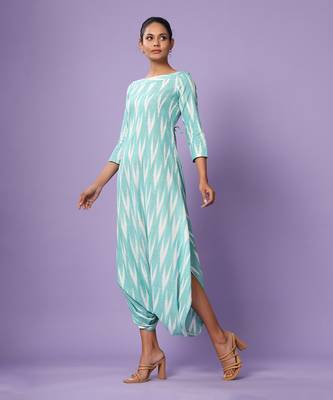 Turquoise Ikat Dhoti Jumpsuit 2