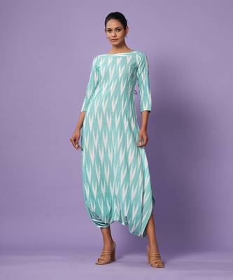 Turquoise Ikat Dhoti Jumpsuit 3