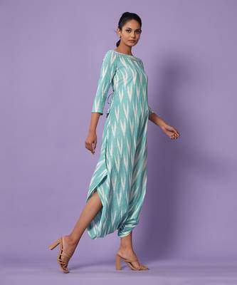 Turquoise Ikat Dhoti Jumpsuit 4