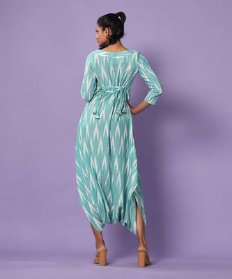 Turquoise Ikat Dhoti Jumpsuit 5