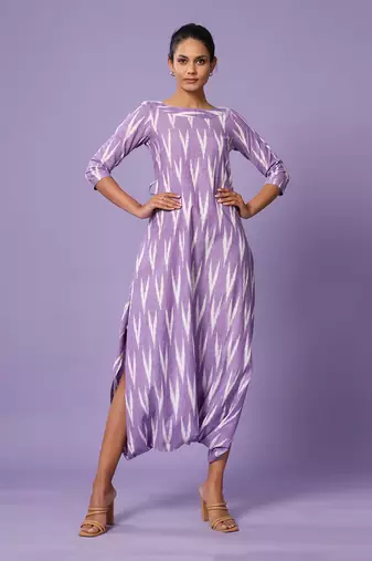 Purple Ikat Dhoti Jumpsuit