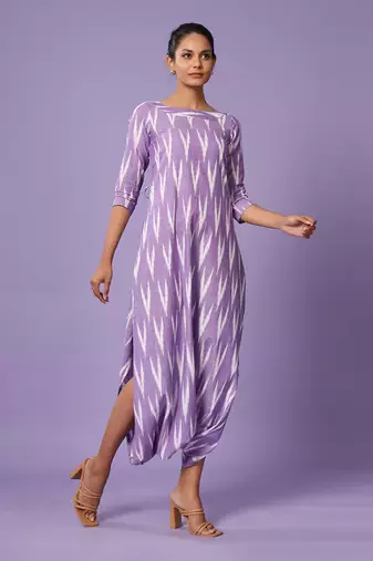 Purple Ikat Dhoti Jumpsuit