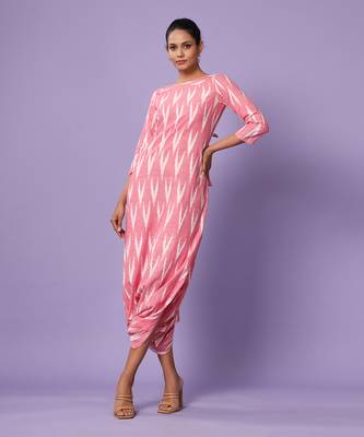 Pink Ikat Dhoti Jumpsuit 1