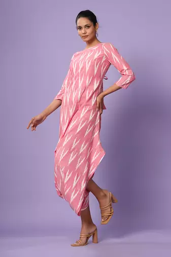 Pink Ikat Dhoti Jumpsuit