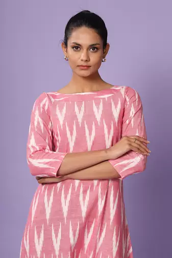 Pink Ikat Dhoti Jumpsuit