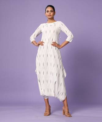White Ikat Dhoti Jumpsuit 2