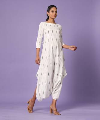 White Ikat Dhoti Jumpsuit 3