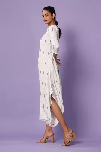 White Ikat Dhoti Jumpsuit