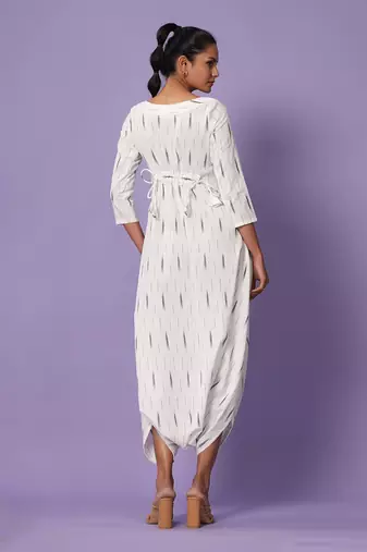 White Ikat Dhoti Jumpsuit