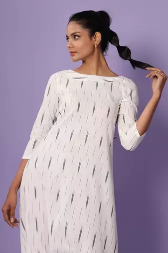 White Ikat Dhoti Jumpsuit
