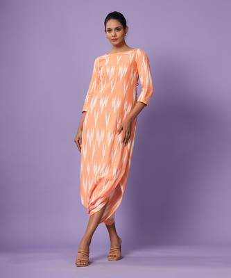 Orange Ikat Dhoti Jumpsuit 1