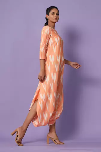 Orange Ikat Dhoti Jumpsuit