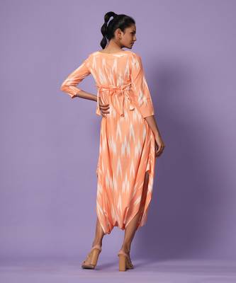 Orange Ikat Dhoti Jumpsuit 4