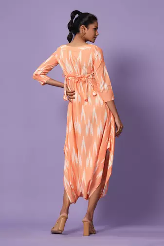 Orange Ikat Dhoti Jumpsuit