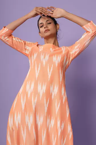 Orange Ikat Dhoti Jumpsuit