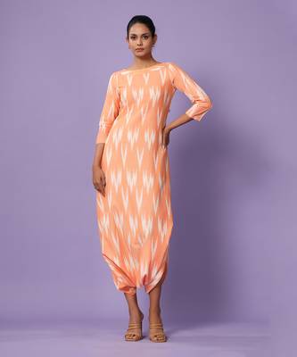 Orange Ikat Dhoti Jumpsuit 6