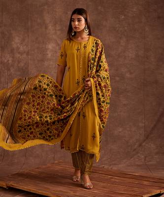Mustard Handblocked Suit 4