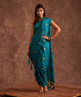 Aqua Drape Saree 1