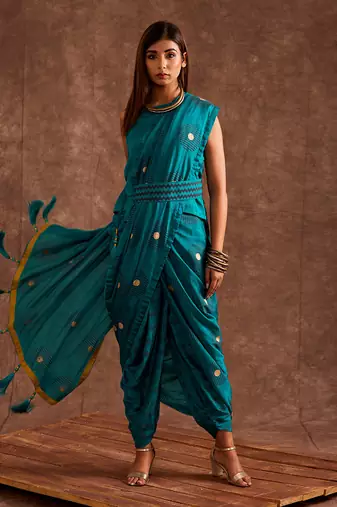 Aqua Drape Saree