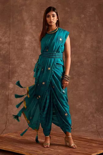 Aqua Drape Saree
