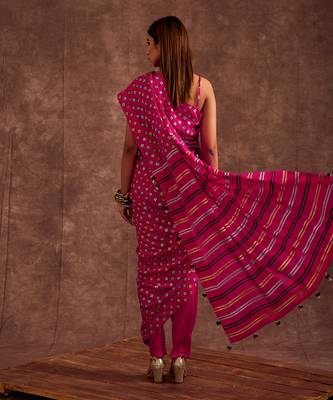 Fuscia Drape Saree 2