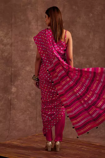 Fuscia Drape Saree
