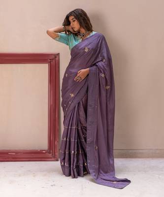 Lavender Gotapatti Saree Set 2