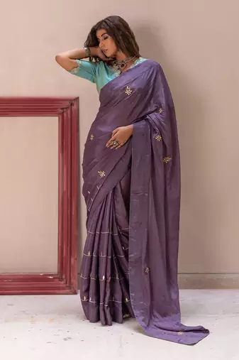 Lavender Gotapatti Saree Set