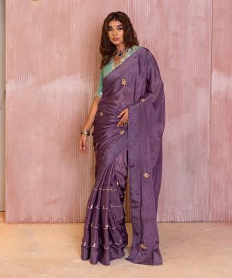 Lavender Gotapatti Saree Set 1