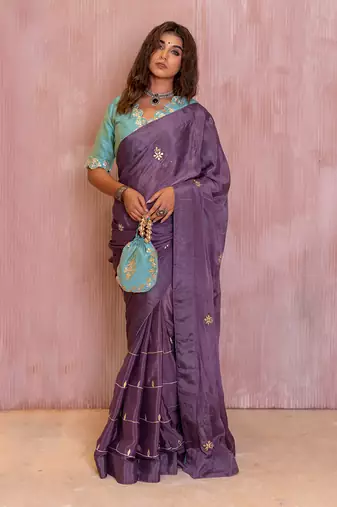 Lavender Gotapatti Saree Set