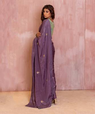 Lavender Gotapatti Saree Set 4