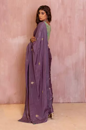 Lavender Gotapatti Saree Set