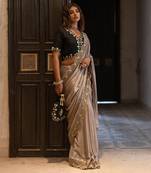 Champagne Beige Gotapatti Saree Set