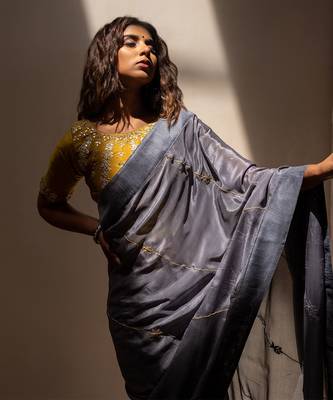 Steel Grey Gotapatti Saree Set 2