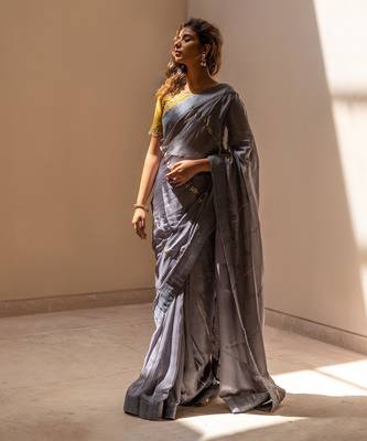 Steel Grey Gotapatti Saree Set 1