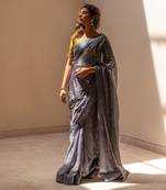Steel Grey Gotapatti Saree Set