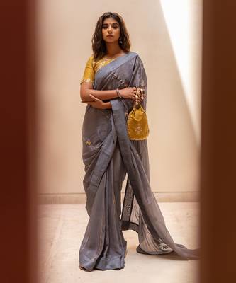Steel Grey Gotapatti Saree Set 6