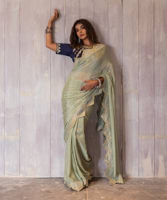 Pastel Green Gotapatti Saree Set 1