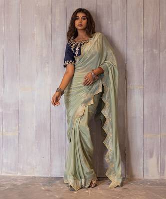 Pastel Green Gotapatti Saree Set 2