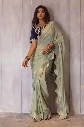 Pastel Green Gotapatti Saree Set