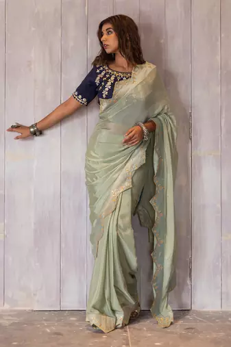 Pastel Green Gotapatti Saree Set
