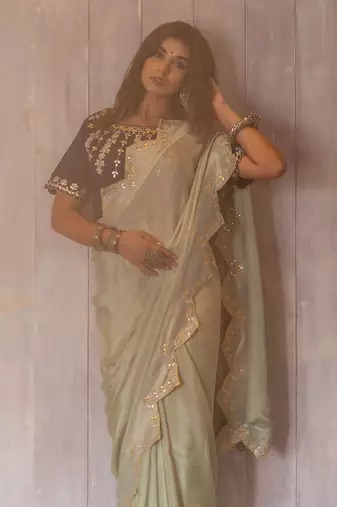Pastel Green Gotapatti Saree Set
