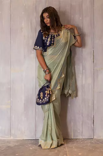 Pastel Green Gotapatti Saree Set