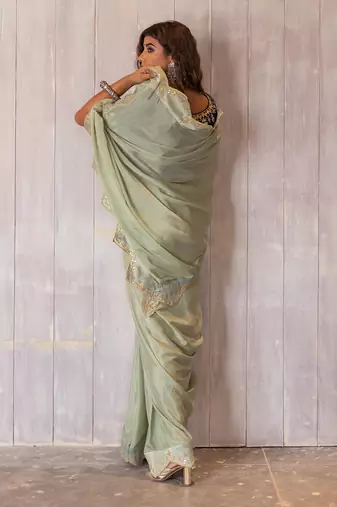 Pastel Green Gotapatti Saree Set