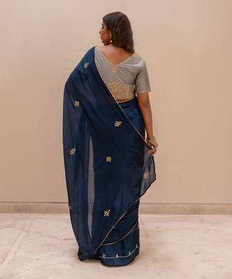 Yale Blue Gotapatti Saree Set 2